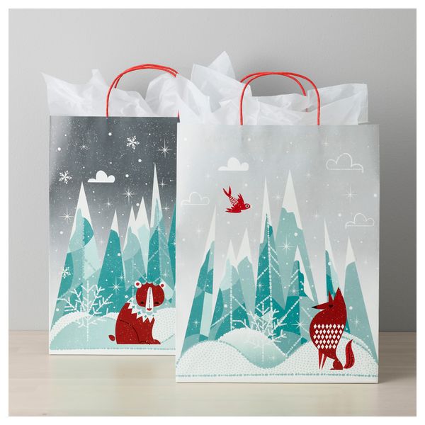 Подарочный пакет ВИНТЕР 2017, серый (33x42 см) - схема-чертеж с размерами