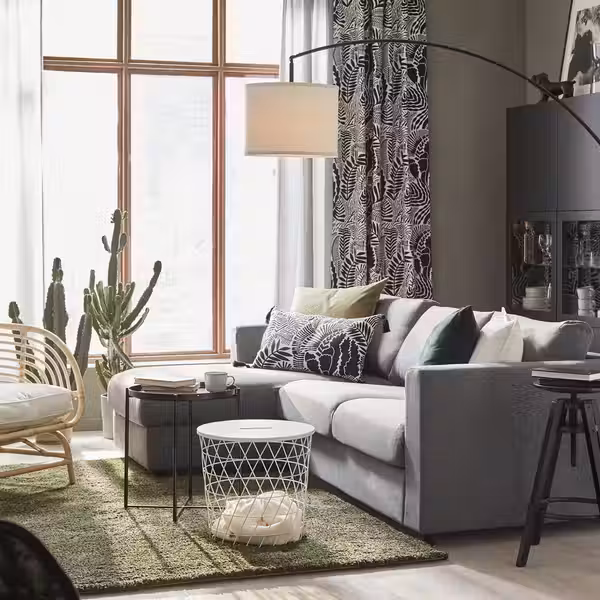 VIMLE 3-местный диван - с козеткой/Gunnared классический серый - фото 7