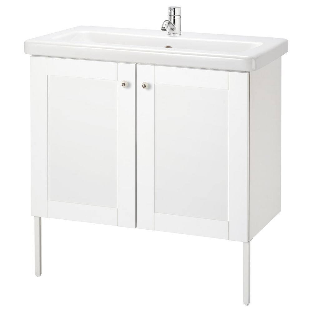 Шкаф под раковину с 2 дверец, Йельсен белый/ПИЛКОН смеситель 84x43x88 см IKEA FISKÅN ФИСКОН / TVÄLLEN ТВЭЛЛЕН 294.304.53 - фото 1