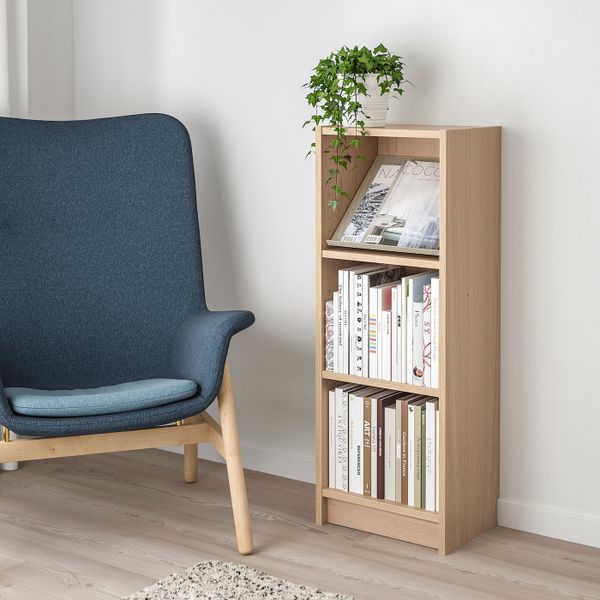 Стеллаж с наклонной полкой, дубовый шпон, беленый/бежевый 40x28x106 см IKEA BILLY БИЛЛИ / BOTTNA БОТТНА 892.846.13 - фото 2