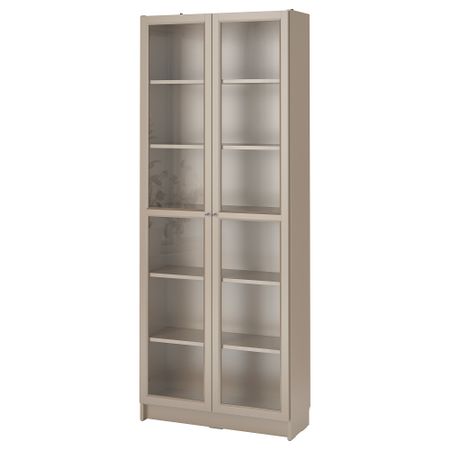 Шкаф книжный со стеклянными дверьми, 80x30x202 cm IKEA BILLY БИЛЛИ 004.156.03