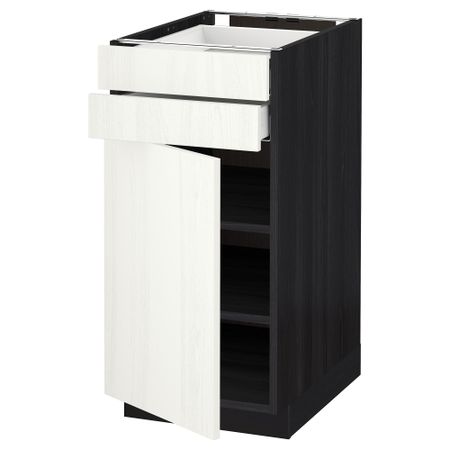 Напольный шкаф с дверцей, 2 ящиками МЕТОД / МАКСИМЕРА, черный, Росдаль белый