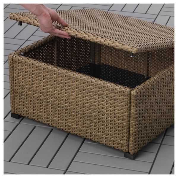 3-местный диван + табурет для ног, садовый СОЛЛЕРОН, коричневый, Кунгсэ белый (223x145x87 см) - схема-чертеж с размерами