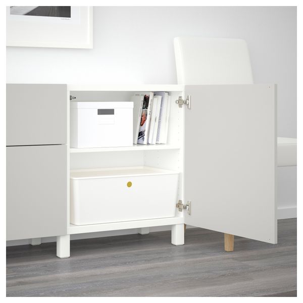 Комбинация для хранения с ящиками БЕСТО, белый, Лаппвикен светло-серый (180x40x74 см) - схема-чертеж с размерами