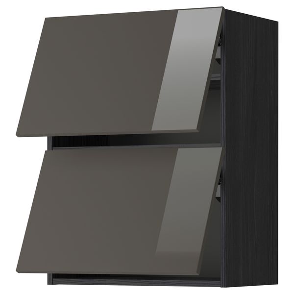 Навесной шкаф, 2 дверцы, горизонтальный МЕТОД, черный, Рингульт серый - схема-чертеж с размерами