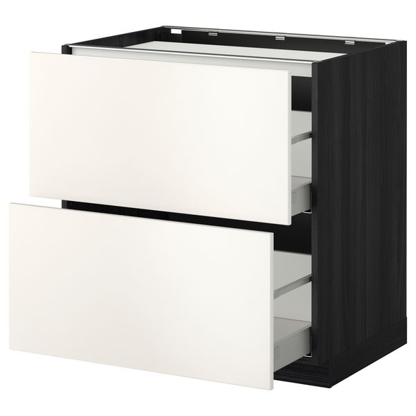 Напольный шкаф, 2 фронтальных панели, 3 ящика МЕТОД / МАКСИМЕРА, черный, Веддинге белый - фото 1