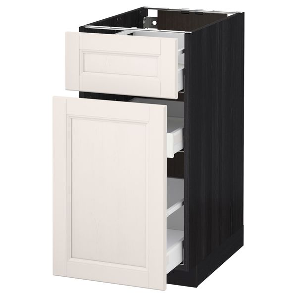 Напольный шкаф, выдвижной секцией, ящик МЕТОД / МАКСИМЕРА, черный, Лаксарби белый - схема-чертеж с размерами