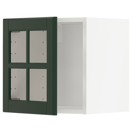 Навесной шкаф со стеклянной дверью, белый/Будбин темно-зеленый 40x40 см IKEA METOD МЕТОД 093.122.62