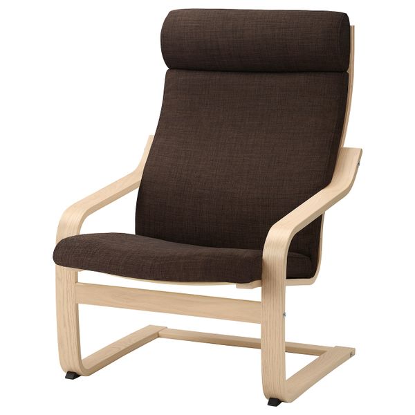 Кресло, дубовый шпон, беленый/Шифтебу коричневый IKEA POÄNG ПОЭНГ 793.983.18 - фото 1