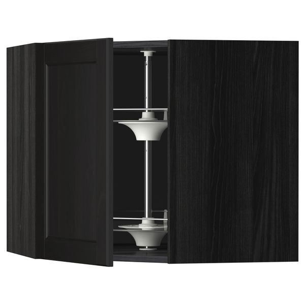 Угловой навесной шкаф с вращающейся секцией МЕТОД, черный, Лаксарби черно-коричневый - схема-чертеж с размерами