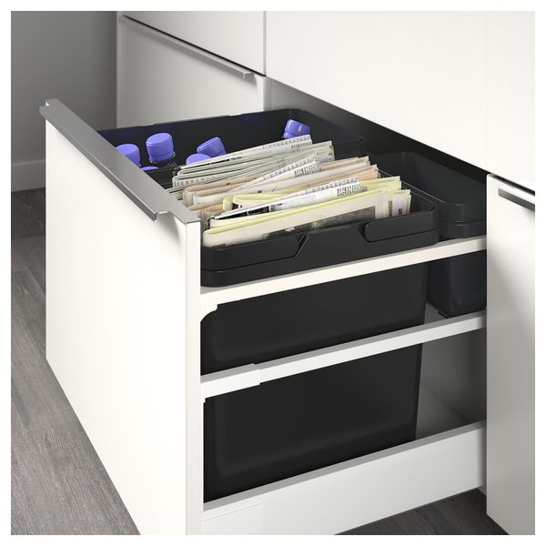 Контейнер для сортировки мусора ВАРЬЕРА, черный - схема-чертеж с размерами