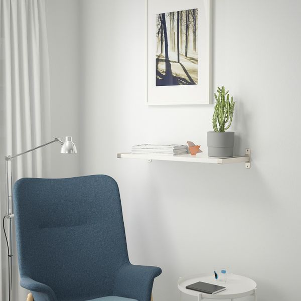 Полка навесная, белый/никелированный 80x30 см IKEA BERGSHULT БЕРГСХУЛЬТ / GRANHULT ГРАНГУЛЬТ 292.908.10 - фото 2