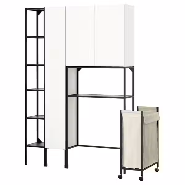 ENHET Комбинация д/хранения - антрацит/белый 140x32x204 см - фото 1