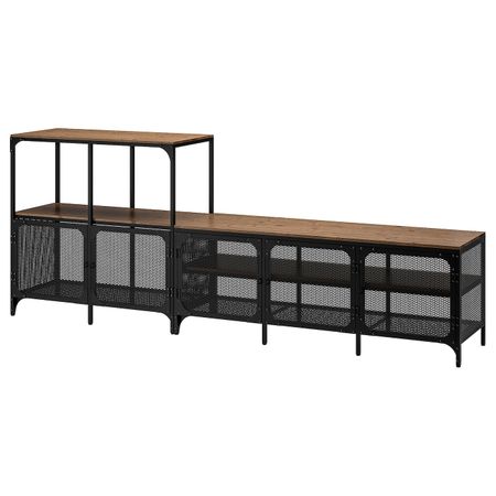 Шкаф для ТВ, комбинация, черный 250x36x95 см IKEA FJÄLLBO ФЬЕЛЛЬБО 691.913.37