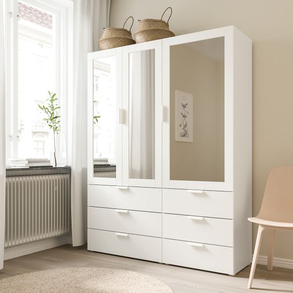 Зеркальная дверь, белый 40x120 см IKEA RIDABU РИДАБУ 603.861.55 - схема-чертеж с размерами