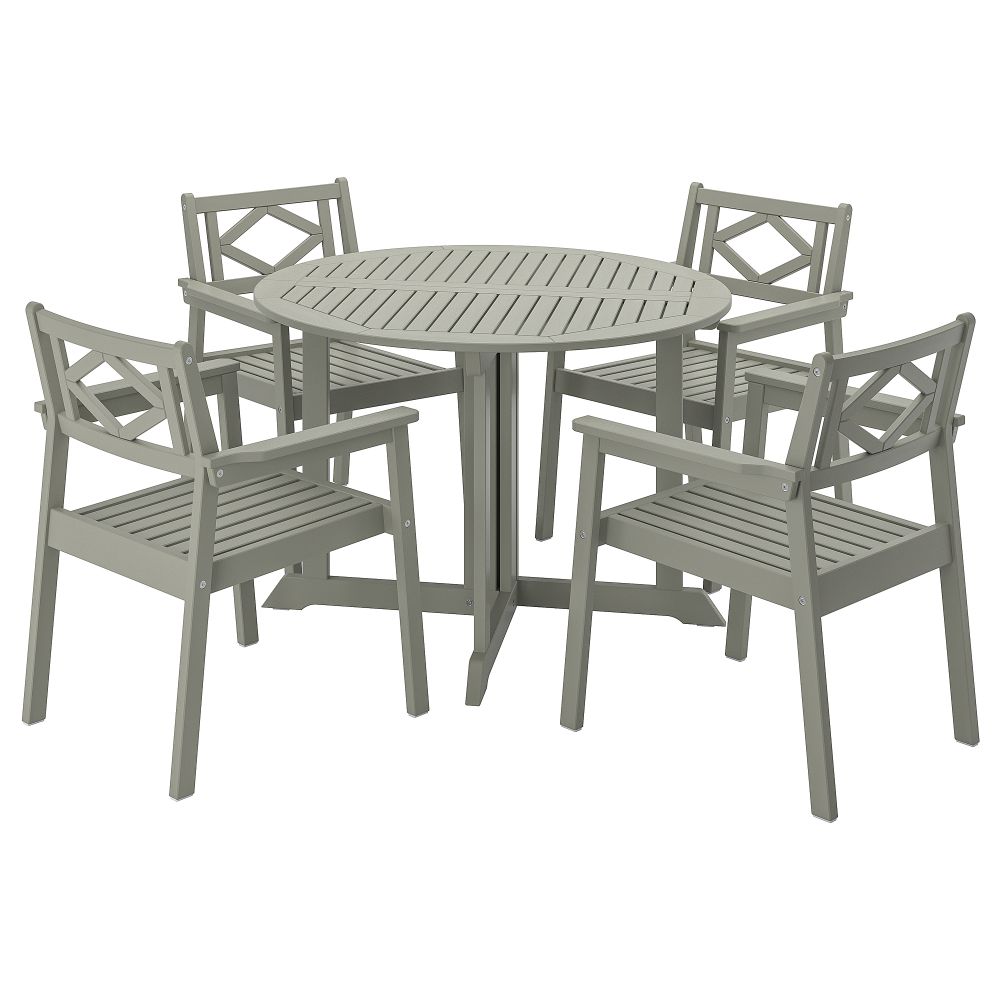 Стол + 4 кресла, для сада, серый морилка IKEA BONDSTOCKHOLM СТОКГОЛЬМMEN БОНДХОЛЬМЕН 293.304.82 - фото 1