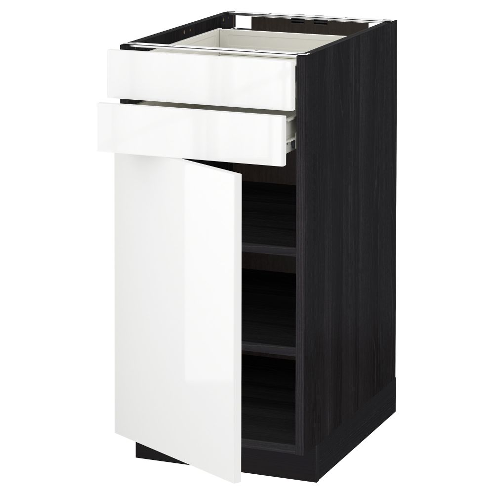 Напольный шкаф с дверцей, 2 ящиками МЕТОД / ФОРВАРА, черный, Рингульт белый - схема-чертеж с размерами