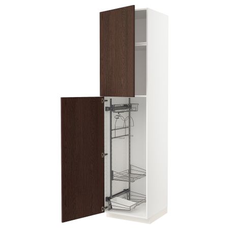 Высокий шкаф с отделением для аксессуаров для уборки, 60x60x240 cm IKEA METOD МЕТОД 794.614.99