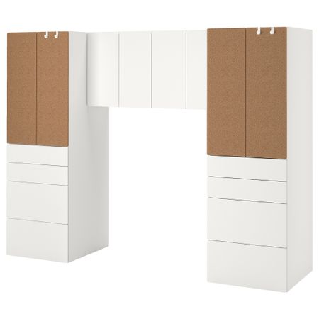 Комбинация для хранения, 240x57x181 см, белый, пробка IKEA SMÅSTAD СМОСТАД 194.319.00