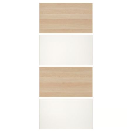 MEHAMN 4 панели д/рамы раздвижной дверцы - под беленый дуб/белый 100x236 см