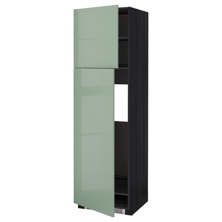 Высокий шкаф для холодильника, 2 дверцы МЕТОД, черный, Калларп светло-зеленый