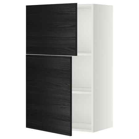 Навесной шкаф с полками/2дверцы, белый, Тингсрид черный 60x100 см IKEA МЕТОД 592.244.37