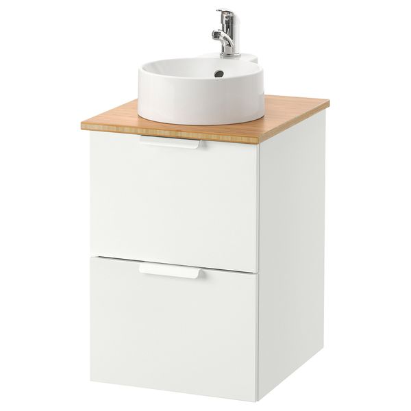 Шкаф со столешницей 29 раковина ГОДМОРГОН/ТОЛКЕН / ГУТВИКЕН, белый, бамбук (42x49x70 см) - схема-чертеж с размерами