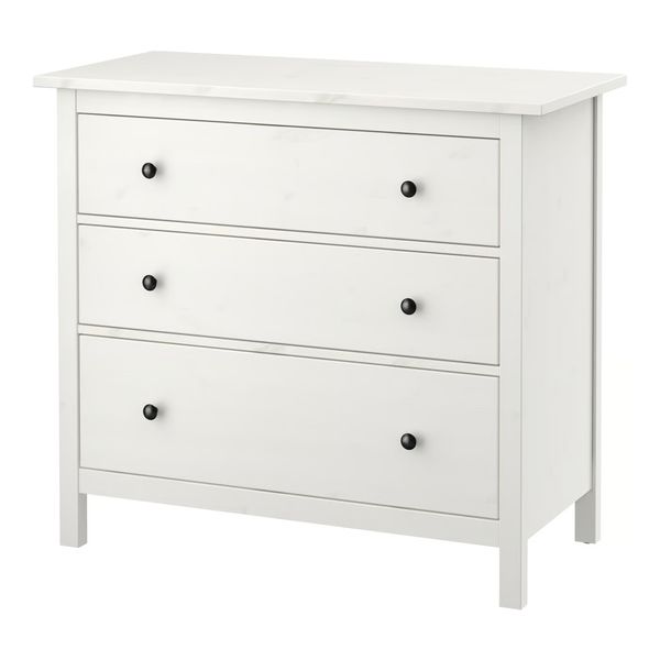 HEMNES Комод с 3 ящиками - белая морилка 108x96 см - фото 1