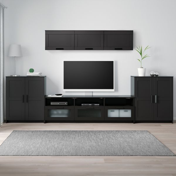 Шкаф для ТВ, комбинация, черный 336x41x190 см IKEA BRIMNES БРИМНЭС 193.978.02 - фото 2
