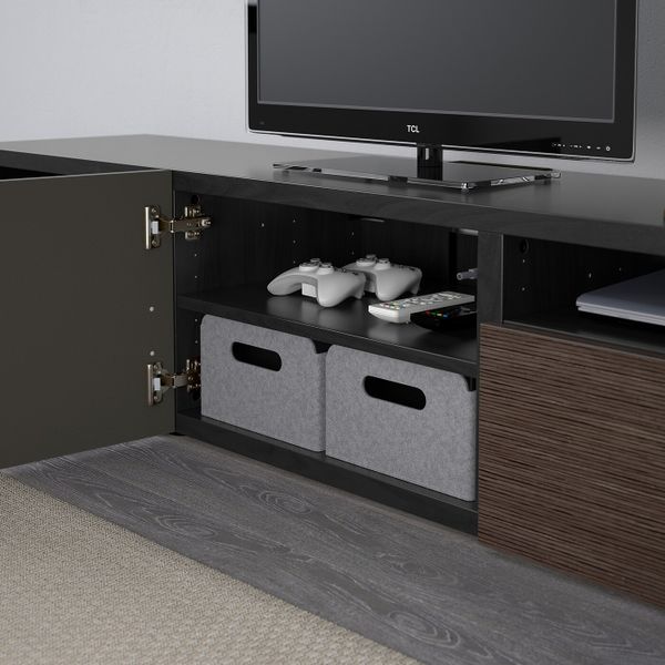 Тумба под ТВ, черно-коричневый, Сельсвикен глянцевый/коричневый, 180x40x38 см IKEA БЕСТО 592.503.51 - фото 5