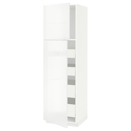 Высокий шкаф/2дверцы/4ящика, белый, Рингульт белый, 60x60x200 см IKEA МЕТОД / МАКСИМЕРА 092.368.81