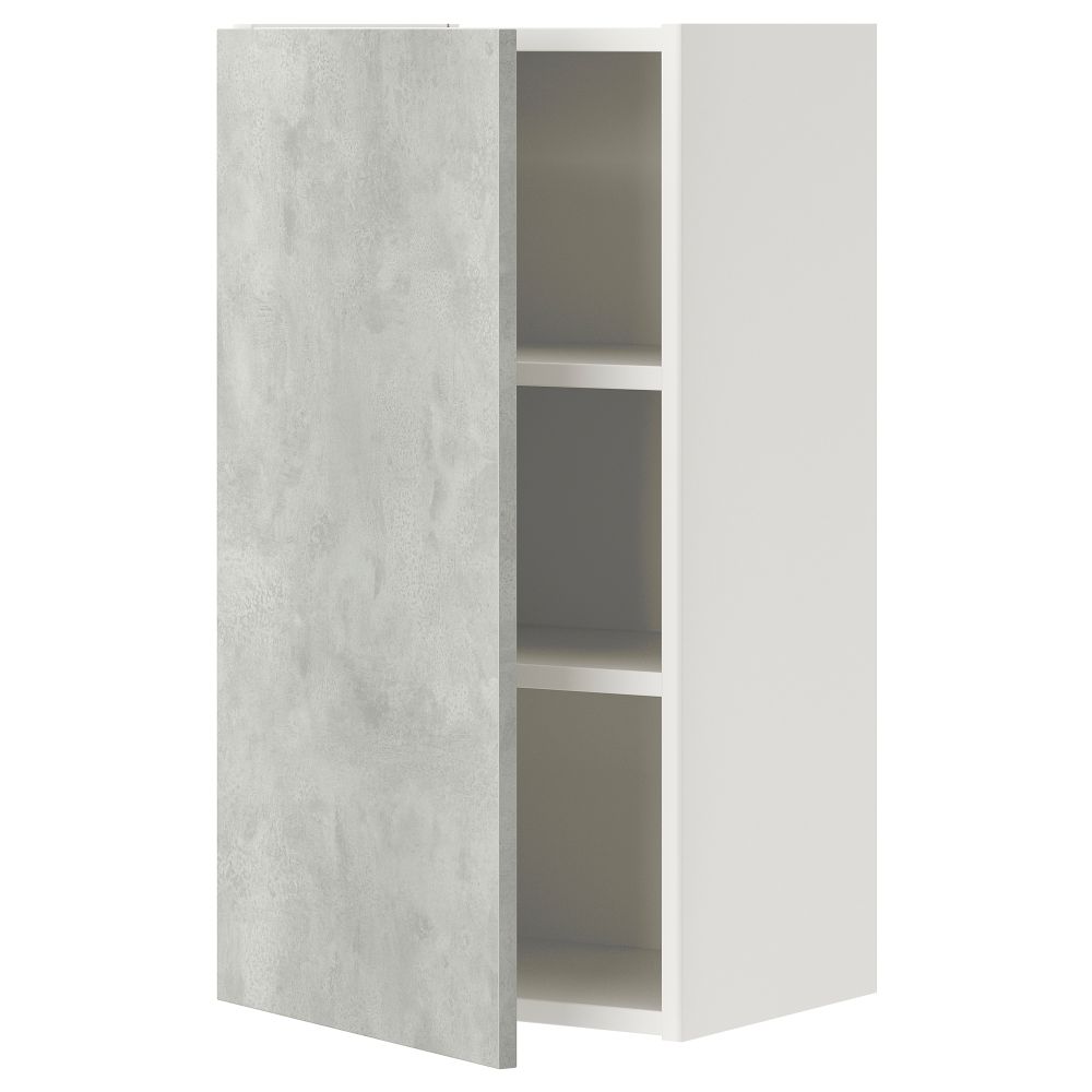 Навесной шкаф с 2 полками, дверцей, 40x32x75 см, белый, под бетон IKEA BEGIVENHET БЕГИВЕНХЕТ 393.210.00 - фото 1