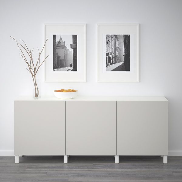 Комбинация для хранения с дверцами, белый/Лаппвикен светло-серый 180x40x74 см IKEA БЕСТО 992.467.05 - фото 2