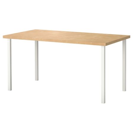 Стол ЛИННМОН / ГОДВИН, под березу, белый (150x75 см)