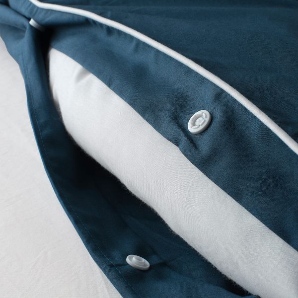 Пододеяльник и наволочка, темно-синий/белый 150x200/50x70 см IKEA KUNGSBLOMMA КУНГСБЛОММА 304.659.84 - фото 4