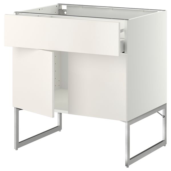 Напольный шкаф, полки, ящик, 2 двери МЕТОД / МАКСИМЕРА, белый, Веддинге белый - схема-чертеж с размерами