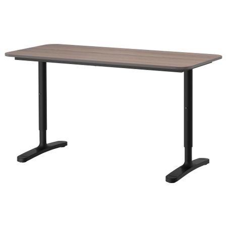 Письменный стол БЕКАНТ, серый, черный (140x60 см)