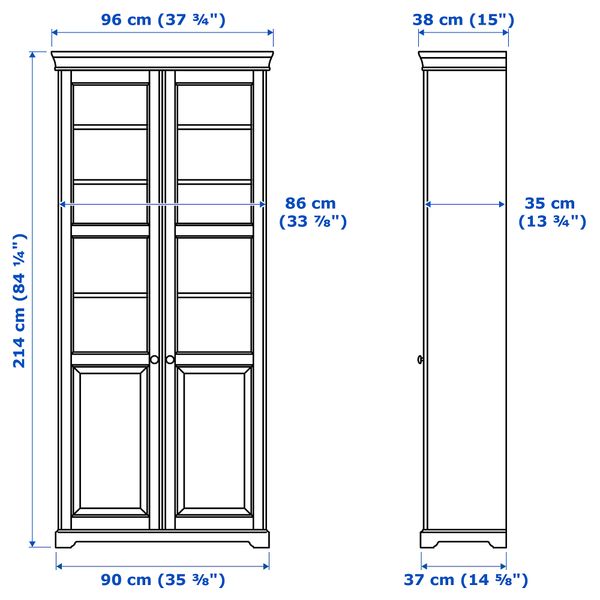 Шкаф книжный со стеклянными дверьми ЛИАТОРП, темный оливково-зеленый (96x214 см) - фото 5