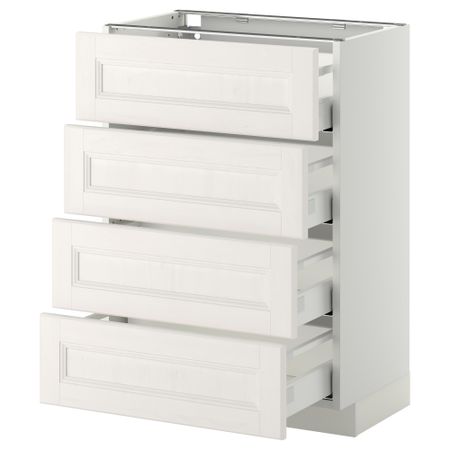 Напольный шкаф 4 фронтальных панели, 4 ящика МЕТОД / МАКСИМЕРА, белый, Лаксарби белый