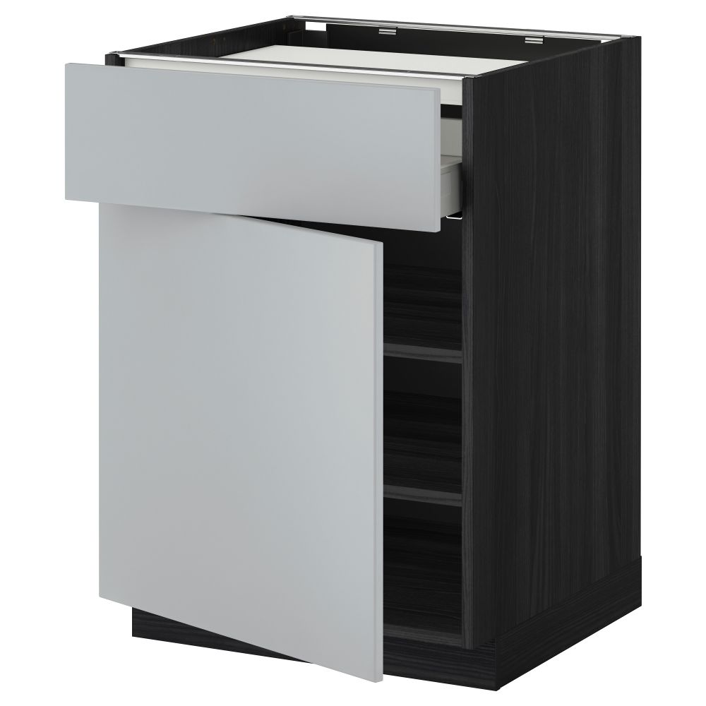 Напольный шкаф для варочной панели, ящик, полка, дверцы МЕТОД / МАКСИМЕРА, черный, Веддинге серый (60x60 см) - фото 1