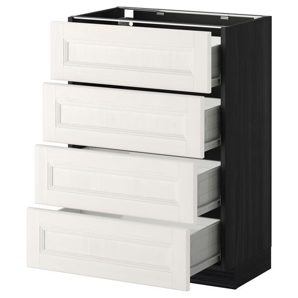 Напольный шкаф 4 фронтальных панели, 4 ящика МЕТОД / ФОРВАРА, черный, Лаксарби белый - схема-чертеж с размерами