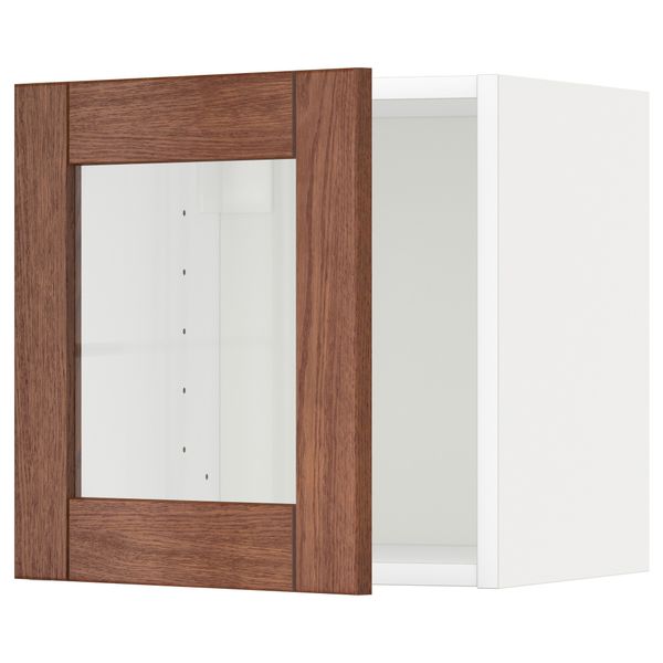 Навесной шкаф со стеклянной дверью МЕТОД, белый, Филипстад коричневый (40x40 см) - схема-чертеж с размерами