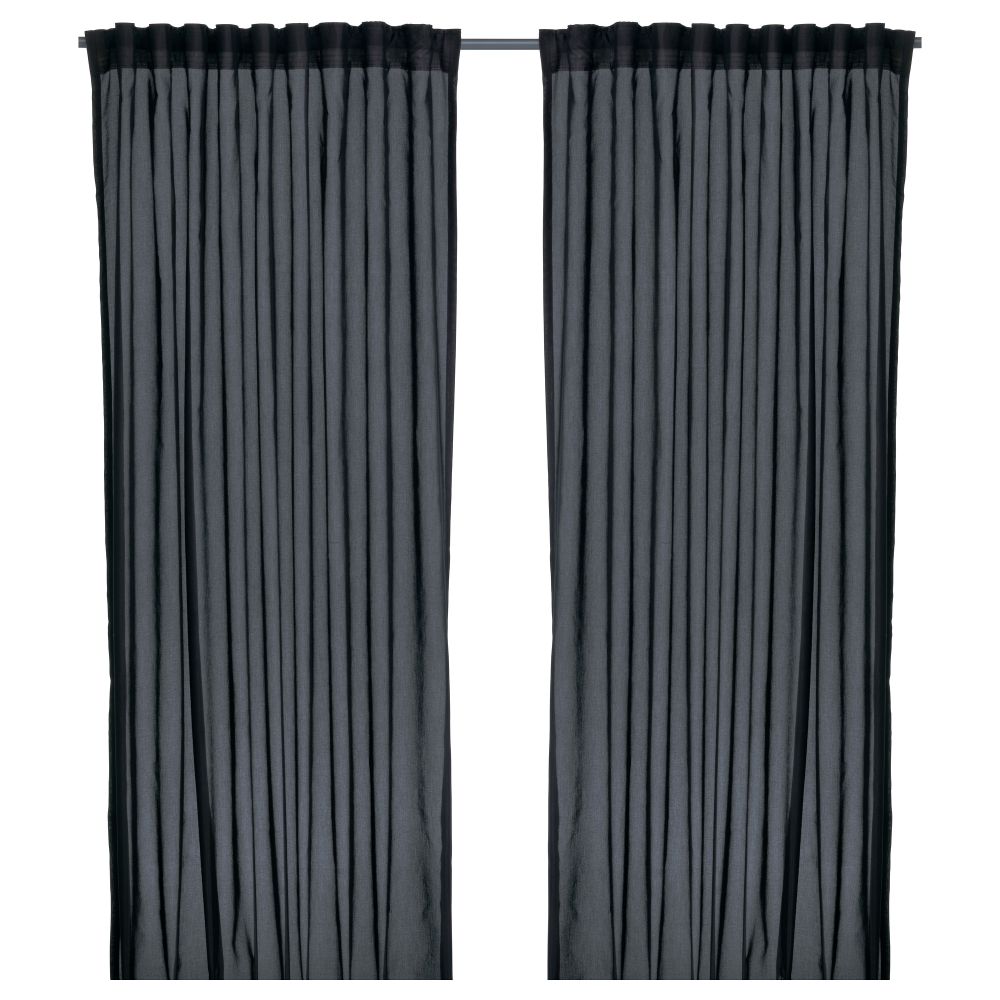 Гардины, 1 пара ВИВАН, черный (145x300 см) - фото 1