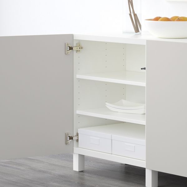 Комбинация для хранения с дверцами, белый/Лаппвикен светло-серый 180x40x74 см IKEA БЕСТО 992.467.05 - фото 3