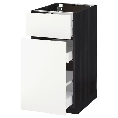 Напольный шкаф, выдвижной секцией, ящик МЕТОД / МАКСИМЕРА, черный, Хэггеби белый