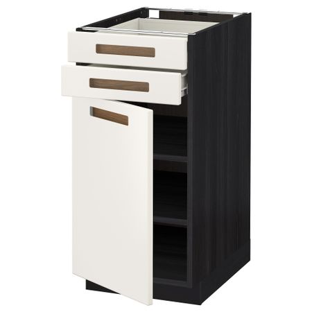 Напольный шкаф с дверцей, 2 ящиками МЕТОД / ФОРВАРА, черный, Мэрста белый