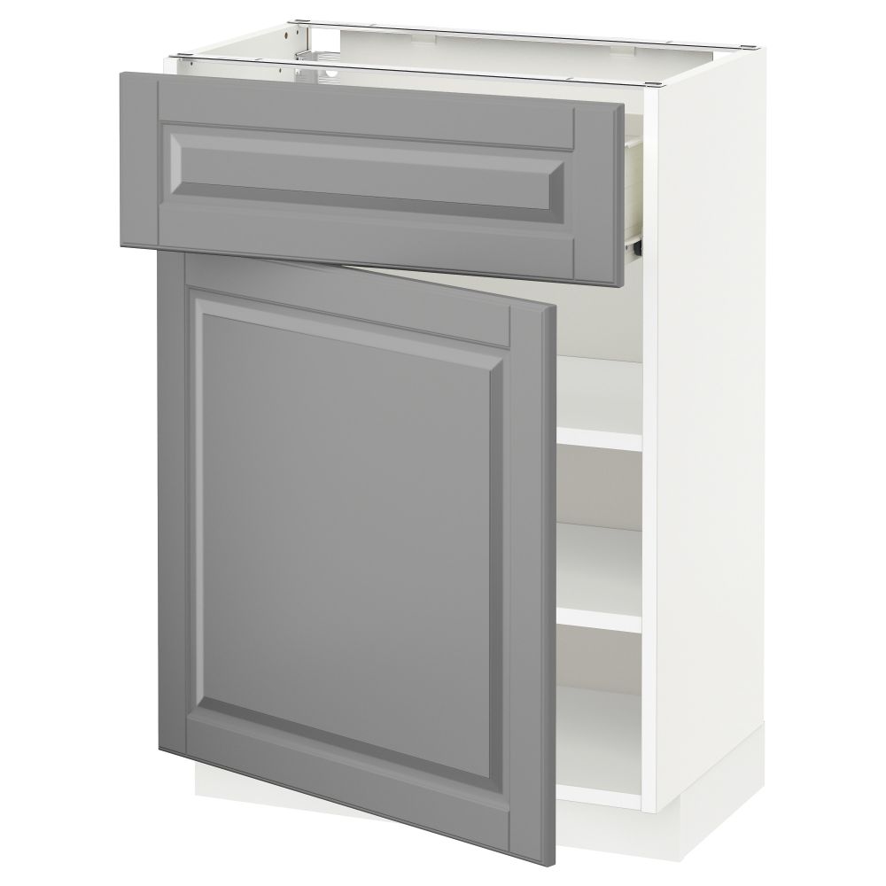 Напольный шкаф с ящиком, дверью МЕТОД / ФОРВАРА, белый, Будбин серый - схема-чертеж с размерами