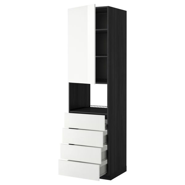 Высокий шкаф для духовки, дверца, 4 ящика МЕТОД / ФОРВАРА, черный, Рингульт белый - фото 1