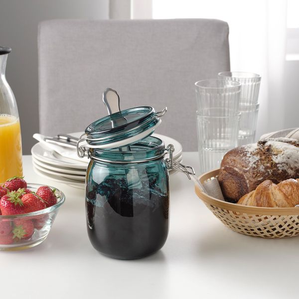 Банка с крышкой, зеленый 1 л IKEA КОРКЕН 704.618.56 - фото 2