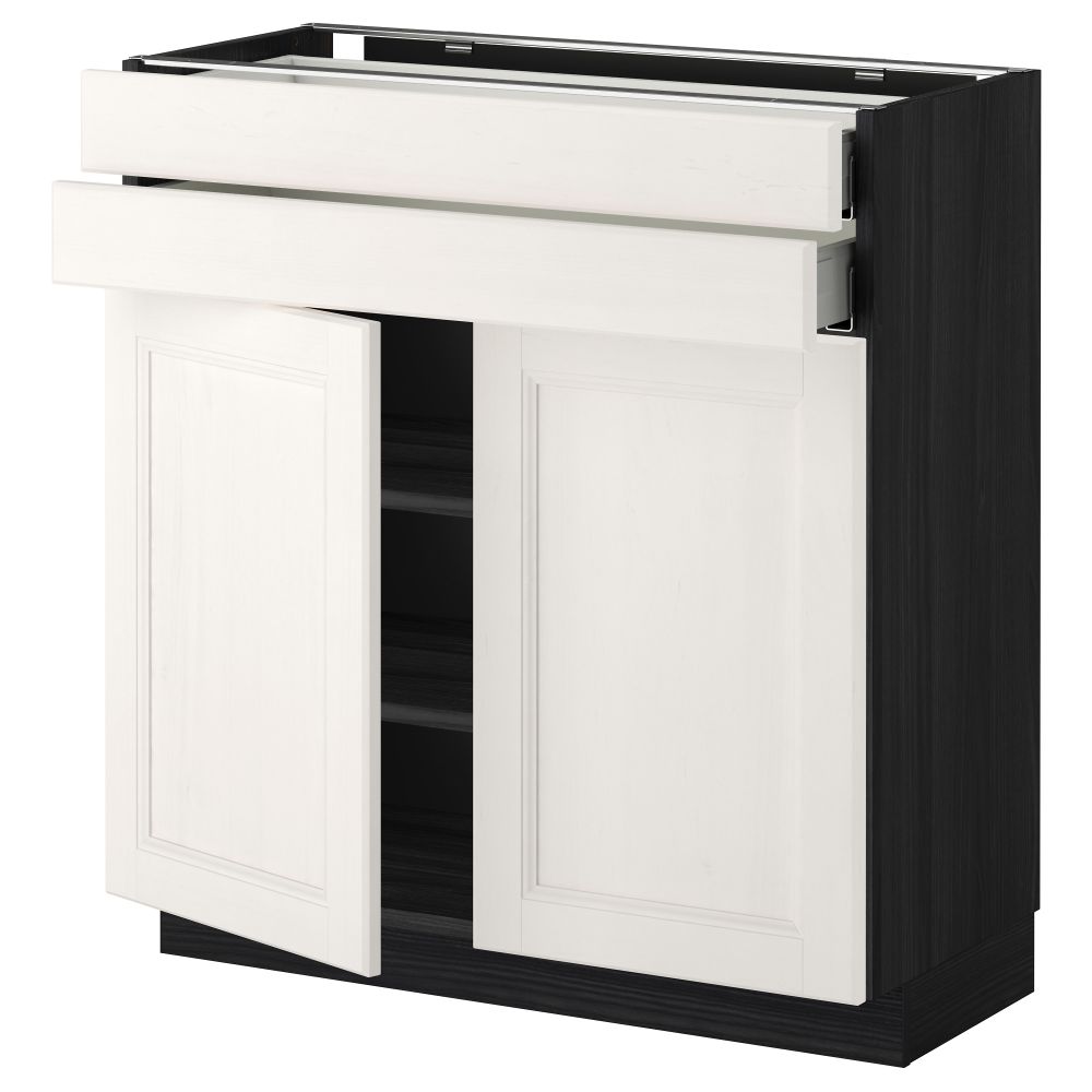 Напольный шкаф, 2 дверцы, 2 ящика МЕТОД / МАКСИМЕРА, черный, Лаксарби белый - фото 1
